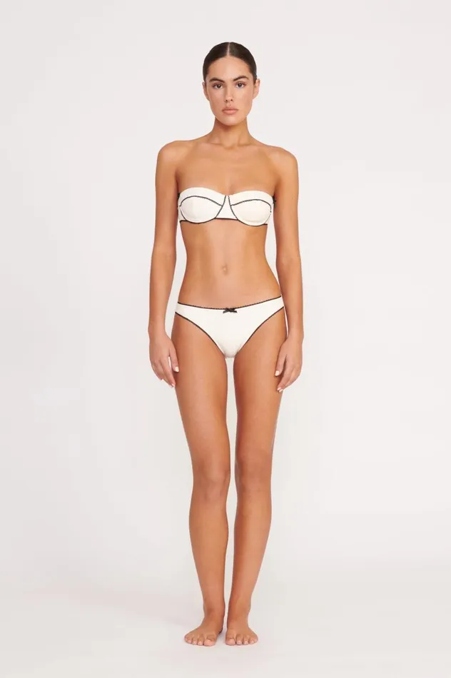 Women Bikinis STAUD STAUD KIT BIKINI BOTTOM IVORY BLACK
