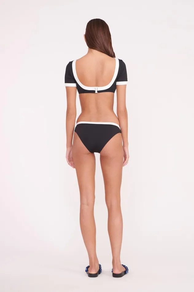 Women Bikinis STAUD STAUD LILY SHORT SLEEVE BIKINI TOP BLACK WHITE Women Bikinis STAUD STAUD LILY SHORT SLEEVE BIKINI TOP BLACK WHITE