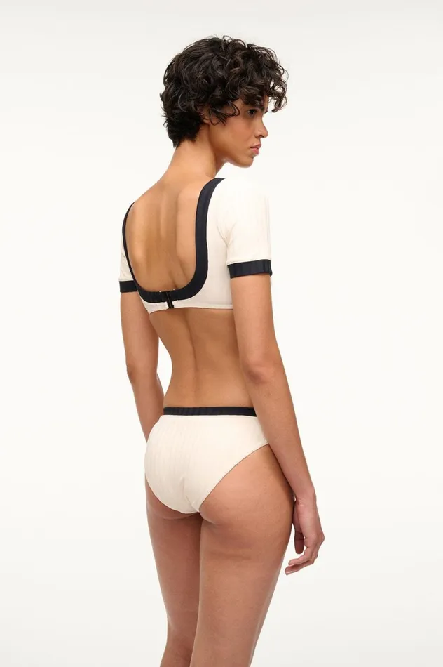 Women Bikinis STAUD STAUD LILY SHORT SLEEVE BIKINI TOP IVORY BLACK Women Bikinis STAUD STAUD LILY SHORT SLEEVE BIKINI TOP IVORY BLACK