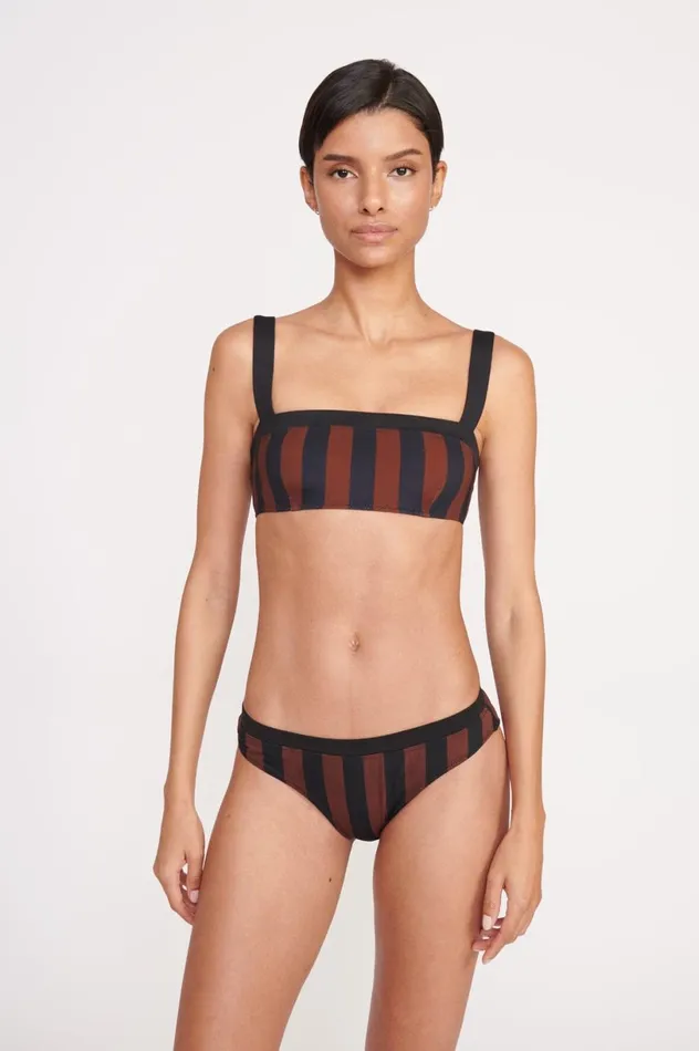 Women Bikinis STAUD STAUD LIV BIKINI TOP BLACK TAN SEASHORE STRIPE