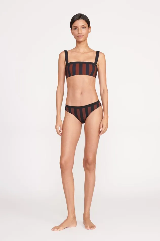 Women Bikinis STAUD STAUD LIV BIKINI TOP BLACK TAN SEASHORE STRIPE