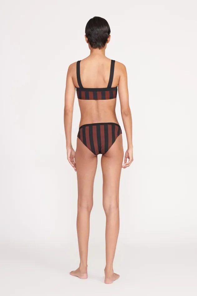 Women Bikinis STAUD STAUD LIV BIKINI TOP BLACK TAN SEASHORE STRIPE