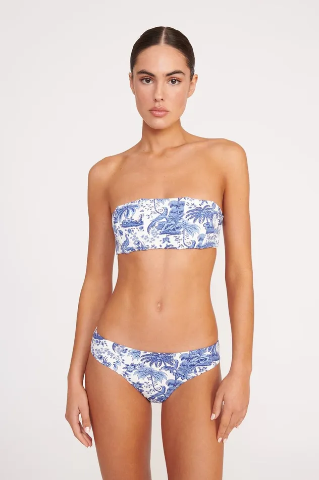 Women Bikinis STAUD STAUD MALA BIKINI TOP BLUE TOILE