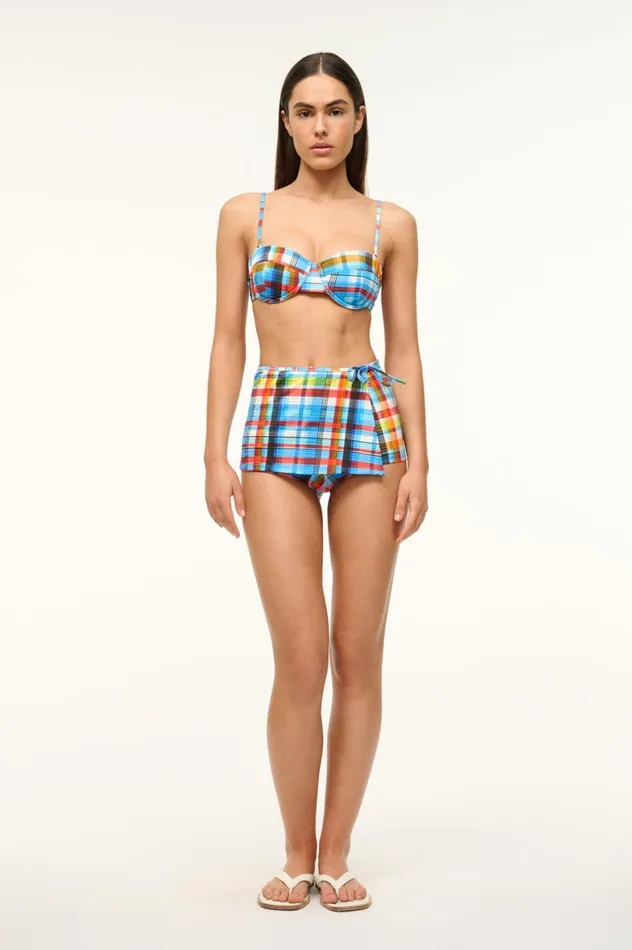 Women Bikinis STAUD STAUD MIRA SWIM SKIRT MADRAS PLAID
