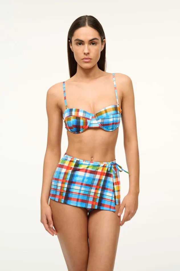 Women Bikinis STAUD STAUD MIRA SWIM SKIRT MADRAS PLAID Women Bikinis STAUD STAUD MIRA SWIM SKIRT MADRAS PLAID