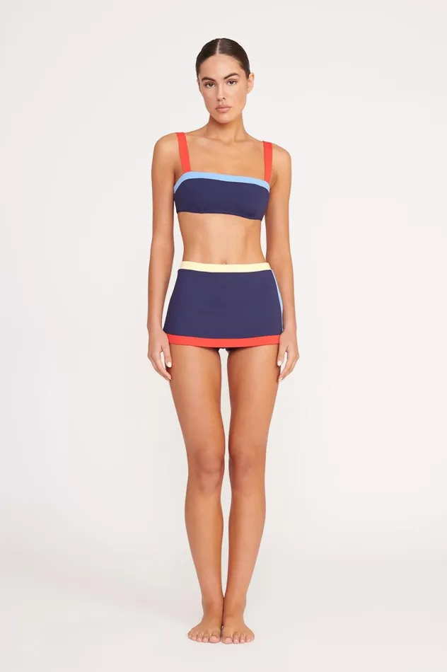 Women Bikinis STAUD STAUD NELL SWIM SKIRT NAVY COLORBLOCK