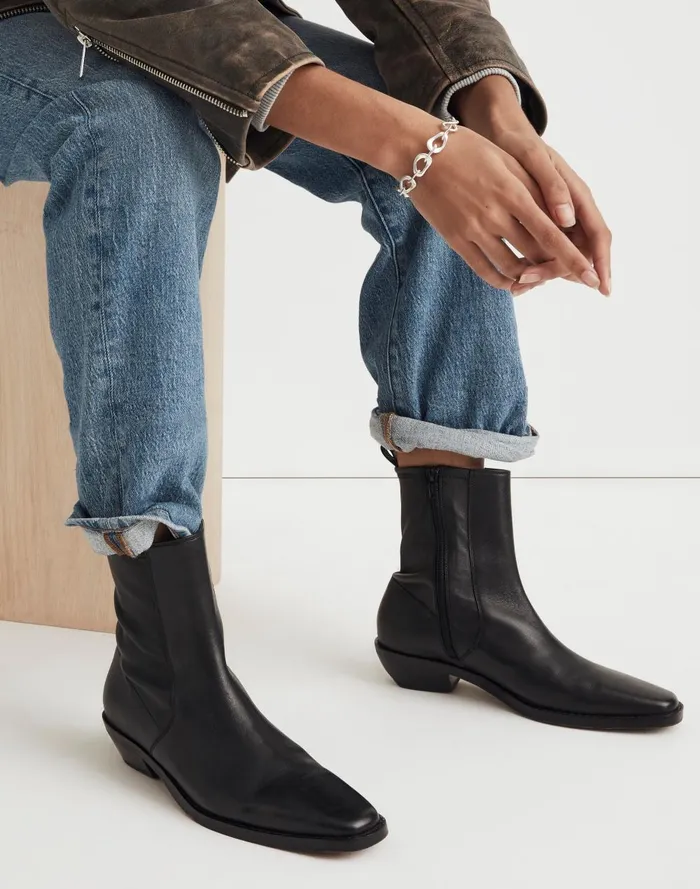 Women Boots Madewell The Idris Ankle Boot In Leather