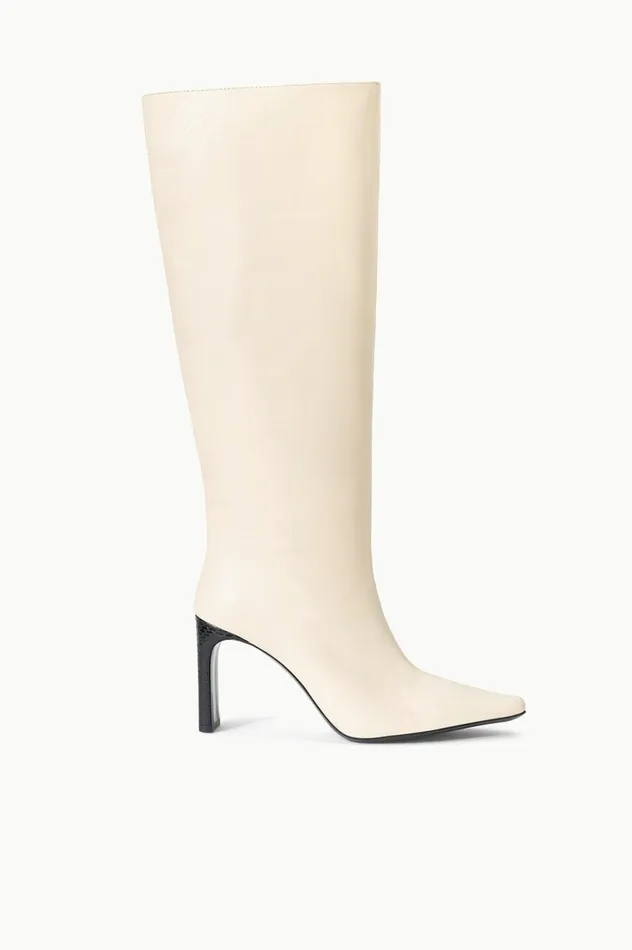Women Boots STAUD STAUD WALLY HIGH HEEL BOOT CREAM BLACK
