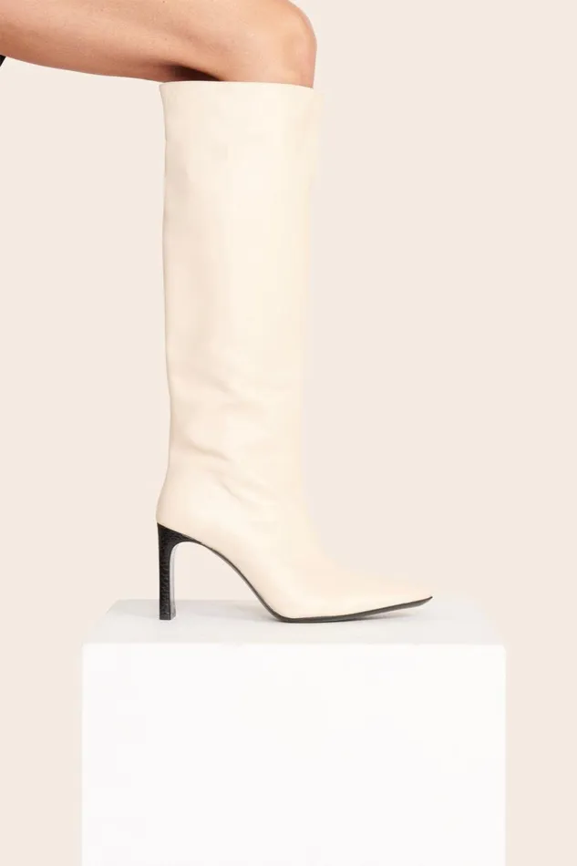 Women Boots STAUD STAUD WALLY HIGH HEEL BOOT CREAM BLACK Women Boots STAUD STAUD WALLY HIGH HEEL BOOT CREAM BLACK