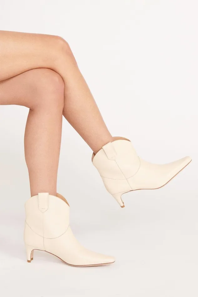 Women Boots STAUD STAUD WESTERN WALLY ANKLE BOOT CREAM Women Boots STAUD STAUD WESTERN WALLY ANKLE BOOT CREAM