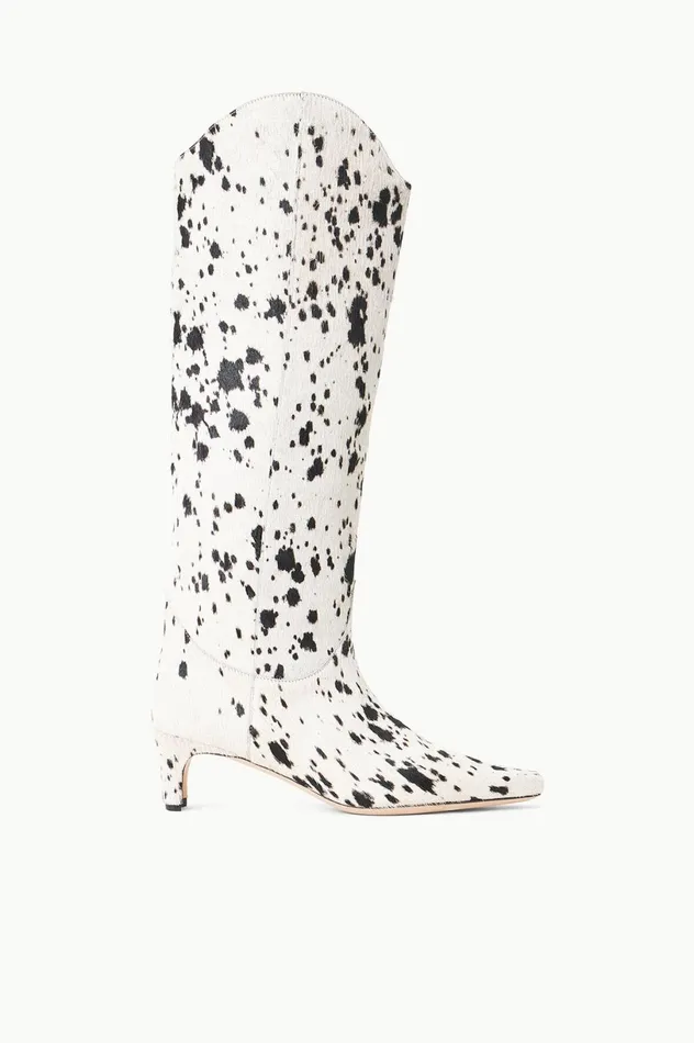 Women Boots STAUD STAUD WESTERN WALLY BOOT BLACK and WHITE HAIRCALF