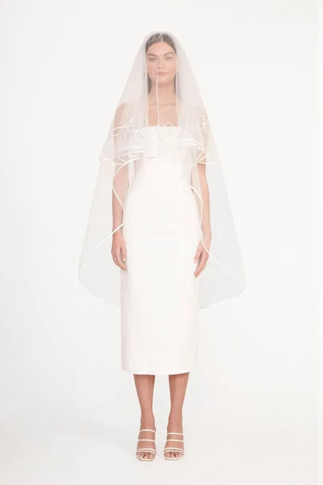 Women Bridal STAUD CUSTOM EMBROIDERED INITIALS VEIL Women Bridal STAUD CUSTOM EMBROIDERED INITIALS VEIL