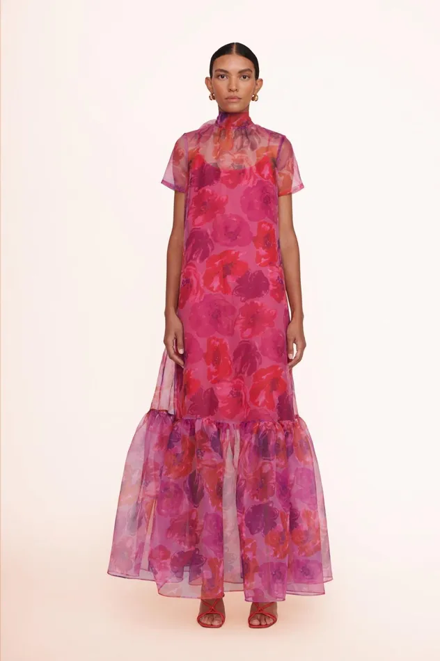 Women Bridal STAUD STAUD CALLUNA DRESS MAGENTA PAINTED FLORAL