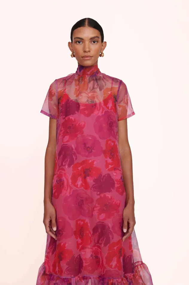 Women Bridal STAUD STAUD CALLUNA DRESS MAGENTA PAINTED FLORAL Women Bridal STAUD STAUD CALLUNA DRESS MAGENTA PAINTED FLORAL