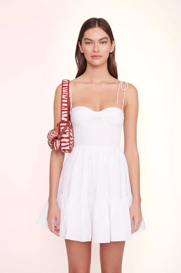 Women Bridal STAUD TOMMY BEADED BAG SCARLET WHITE Women Bridal STAUD TOMMY BEADED BAG SCARLET WHITE