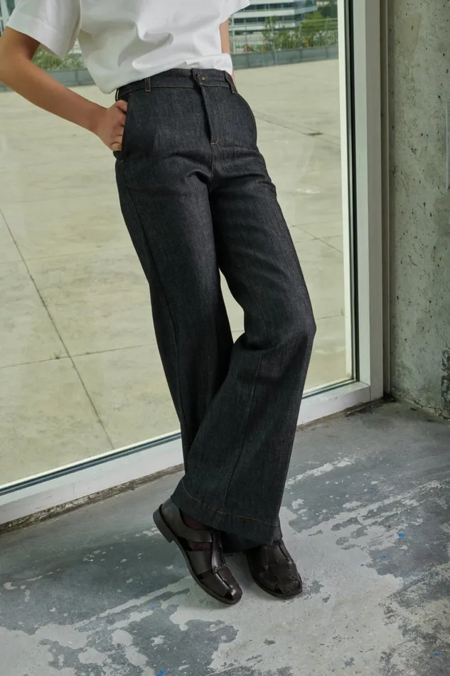 Women CALIFORNIA JEANS Black Raw Denim Soeur Trousers