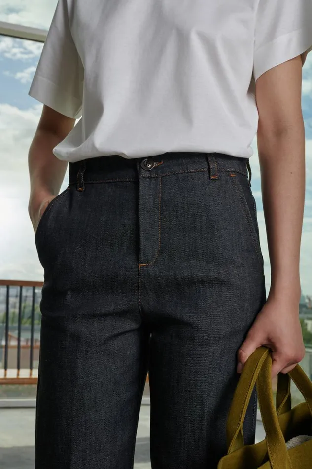 Women CALIFORNIA JEANS Black Raw Denim Soeur Trousers