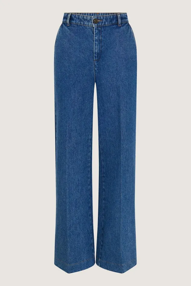 Women CALIFORNIA JEANS Washed Blue Denim Soeur Trousers