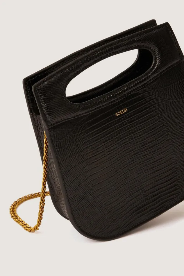 Women CHERIMINI BAG Black Lizard Soeur Bags