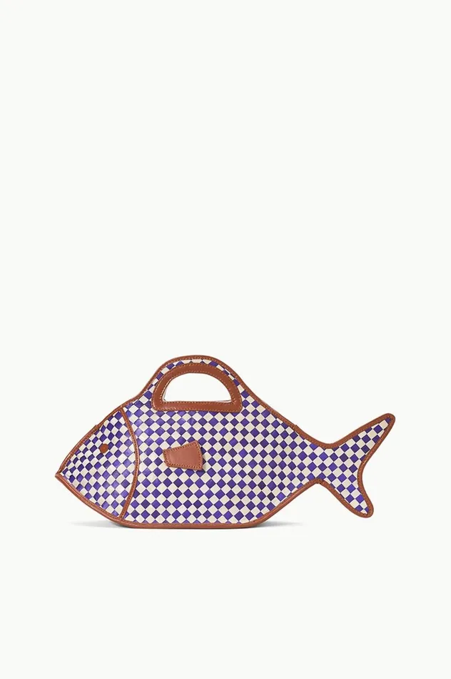 Women Clutches STAUD STAUD CLEO FISH BASKET BAG COCONUT CHECK