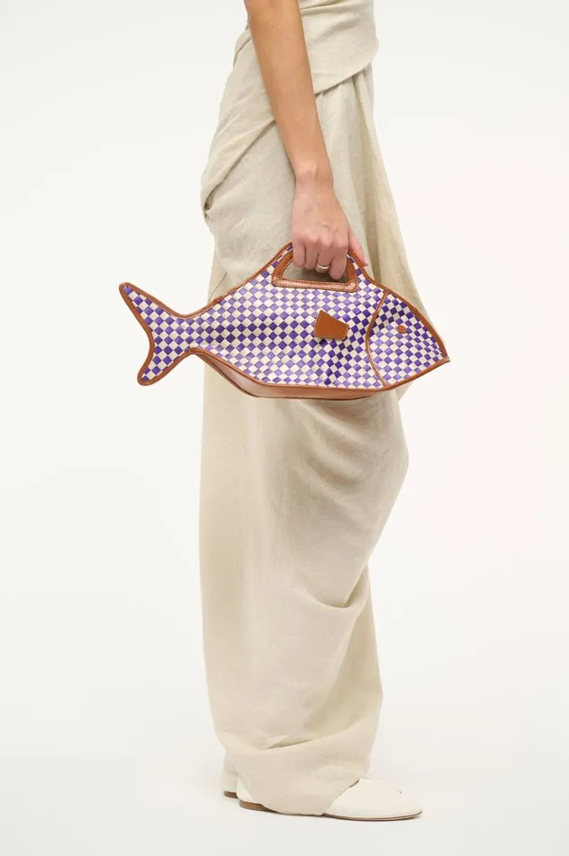 Women Clutches STAUD STAUD CLEO FISH BASKET BAG COCONUT CHECK Women Clutches STAUD STAUD CLEO FISH BASKET BAG COCONUT CHECK