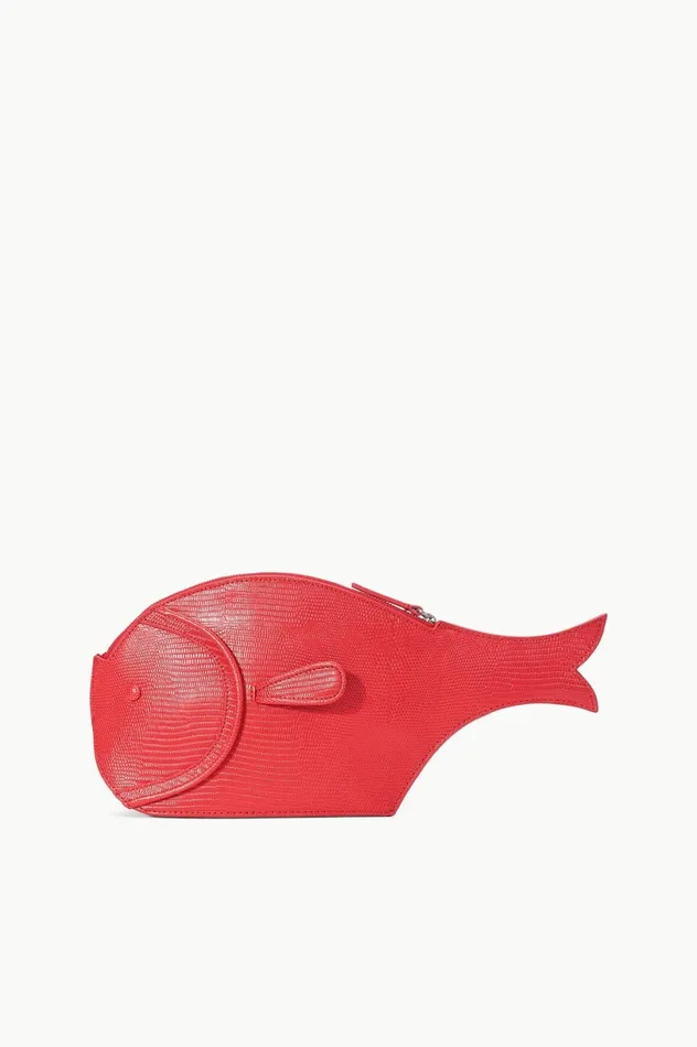Women Clutches STAUD STAUD PESCE LEATHER CLUTCH RED ROSE