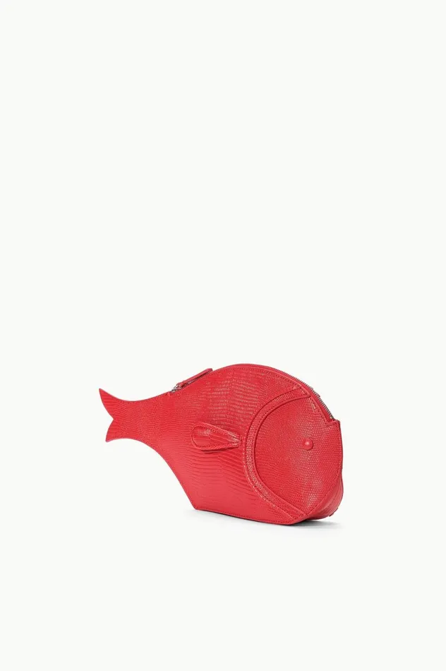 Women Clutches STAUD STAUD PESCE LEATHER CLUTCH RED ROSE