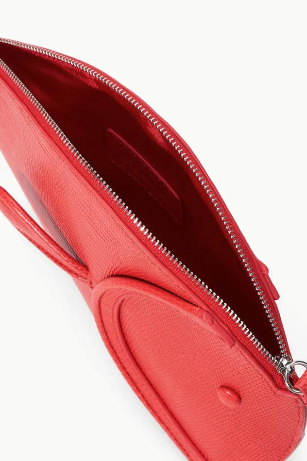 Women Clutches STAUD STAUD PESCE LEATHER CLUTCH RED ROSE