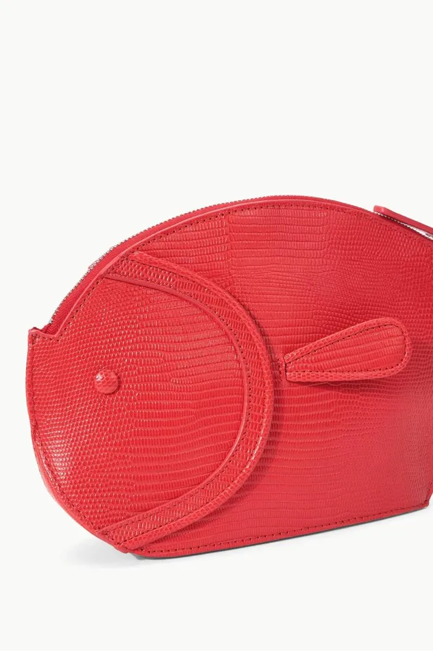 Women Clutches STAUD STAUD PESCE LEATHER CLUTCH RED ROSE