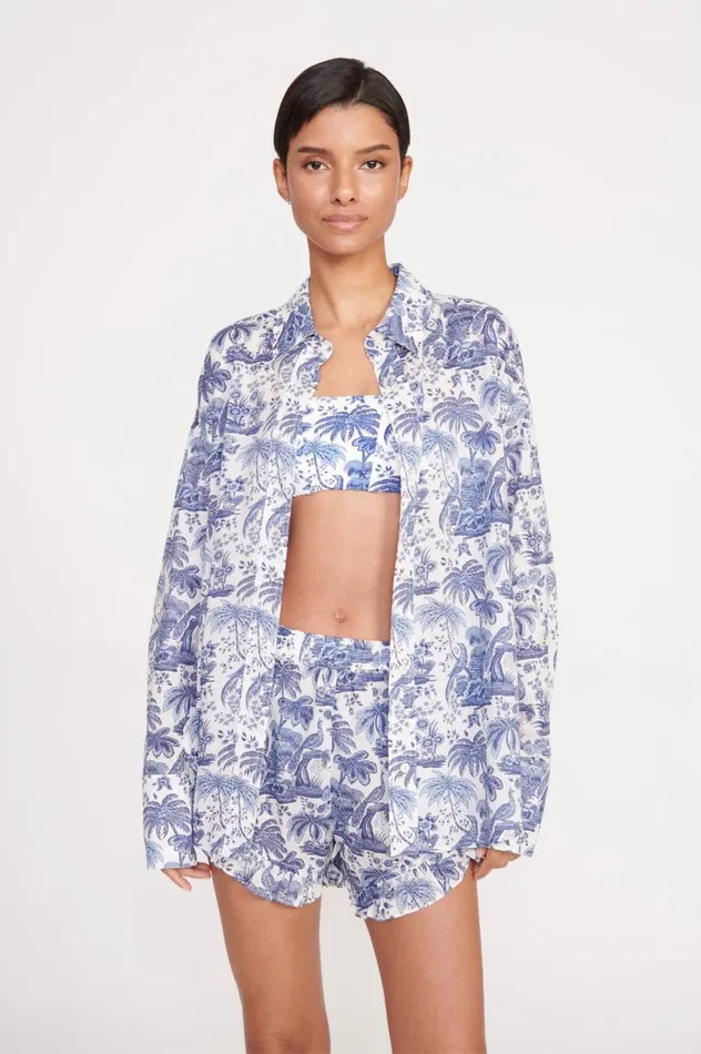 Women CoverUps STAUD STAUD BOYANA SHORT BLUE TOILE