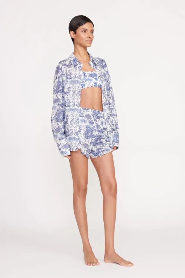 Women CoverUps STAUD STAUD BOYANA SHORT BLUE TOILE Women CoverUps STAUD STAUD BOYANA SHORT BLUE TOILE