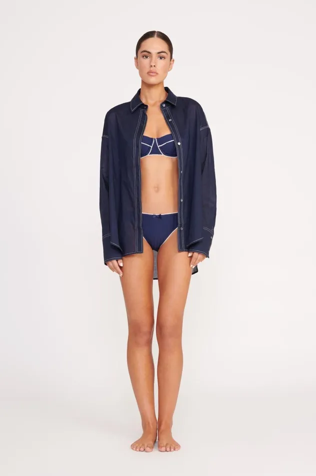 Women CoverUps STAUD STAUD COLTON SHIRT NAVY WHITE Women CoverUps STAUD STAUD COLTON SHIRT NAVY WHITE