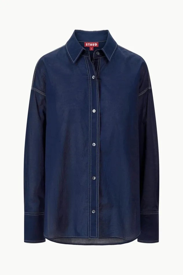 Women CoverUps STAUD STAUD COLTON SHIRT NAVY WHITE Women CoverUps STAUD STAUD COLTON SHIRT NAVY WHITE