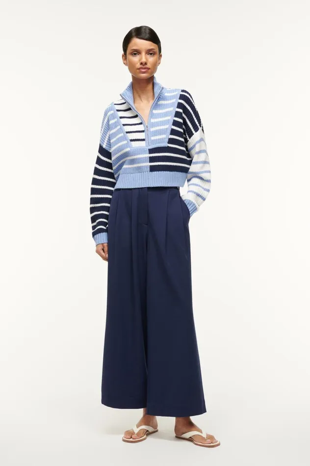 Women CoverUps STAUD STAUD CROPPED HAMPTON SWEATER ADRIATIC STRIPE