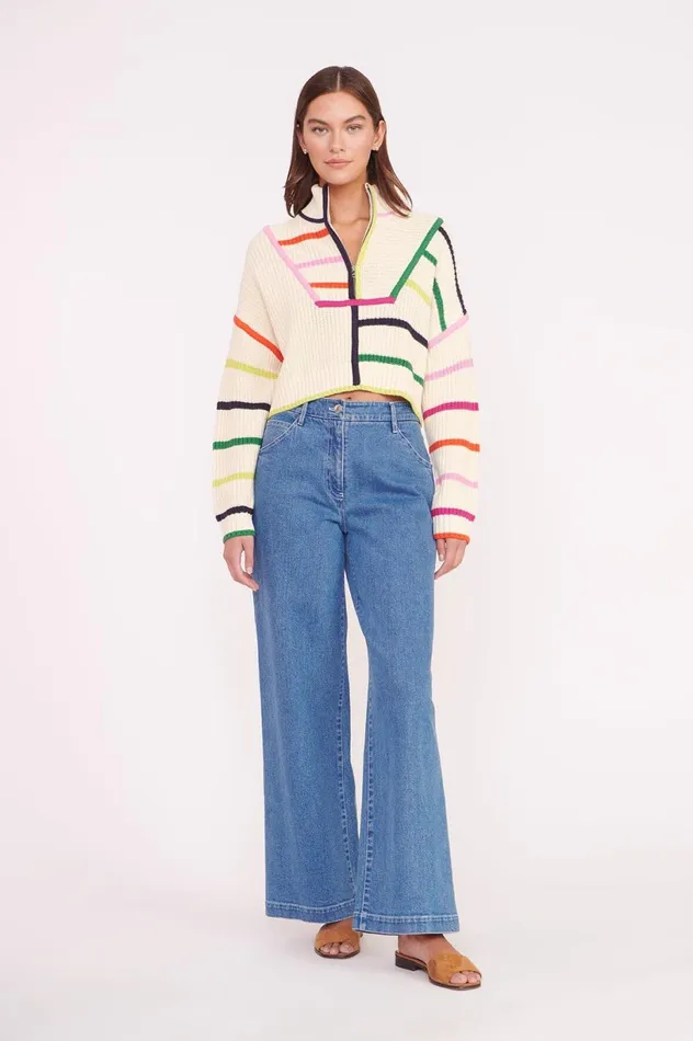 Women CoverUps STAUD STAUD CROPPED HAMPTON SWEATER CREAM RAINBOW MULTI Women CoverUps STAUD STAUD CROPPED HAMPTON SWEATER CREAM RAINBOW MULTI