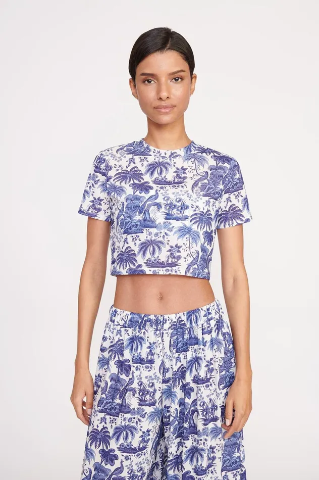 Women CoverUps STAUD STAUD FERNANDA TOP BLUE TOILE Women CoverUps STAUD STAUD FERNANDA TOP BLUE TOILE