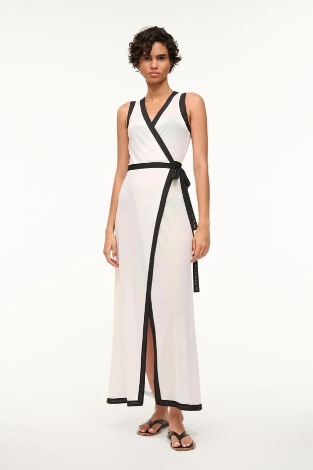 Women CoverUps STAUD STAUD ISCHIA COVERUP DRESS WHITE BLACK