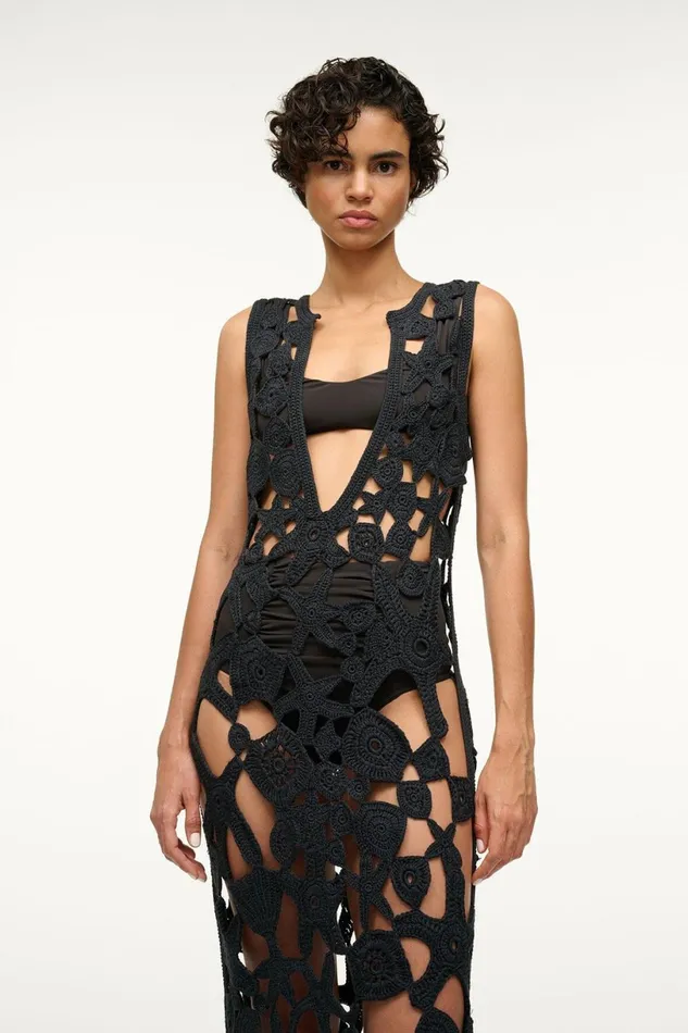 Women CoverUps STAUD STAUD PELLEGRINO DRESS BLACK Women CoverUps STAUD STAUD PELLEGRINO DRESS BLACK