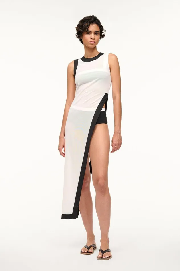 Women CoverUps STAUD STAUD POINTER COVERUP TOP WHITE BLACK