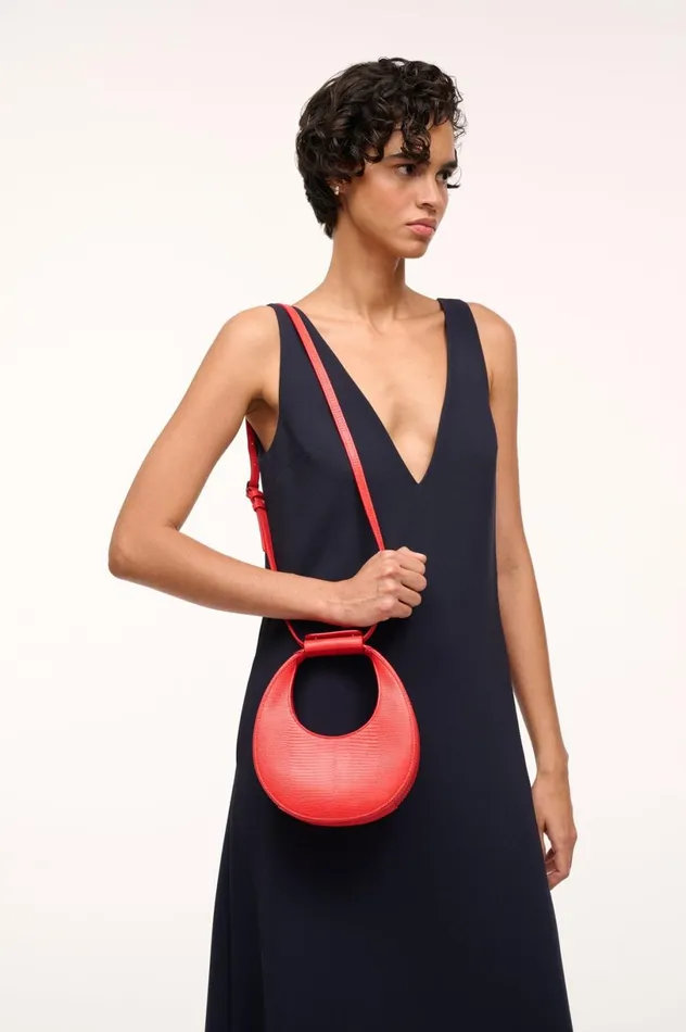 Women Crossbody STAUD STAUD GOODNIGHT MOON BAG RED ROSE Women Crossbody STAUD STAUD GOODNIGHT MOON BAG RED ROSE