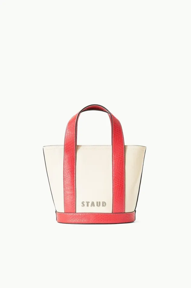 Women Custom Handbags STAUD STAUD CUSTOM MONOGRAM ALLORA MINI TOTE CREAM RED ROSE Women Custom Handbags STAUD STAUD CUSTOM MONOGRAM ALLORA MINI TOTE CREAM RED ROSE