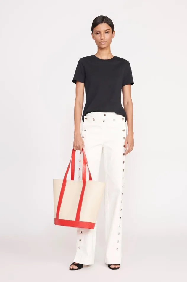 Women Custom Handbags STAUD STAUD CUSTOM MONOGRAM ALLORA TOTE CREAM RED ROSE Women Custom Handbags STAUD STAUD CUSTOM MONOGRAM ALLORA TOTE CREAM RED ROSE