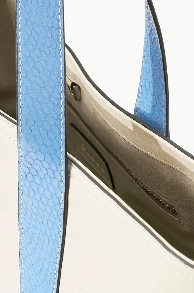 Women Custom Handbags STAUD STAUD CUSTOM MONOGRAM ALLORA TOTE CREAM STAUD BLUE
