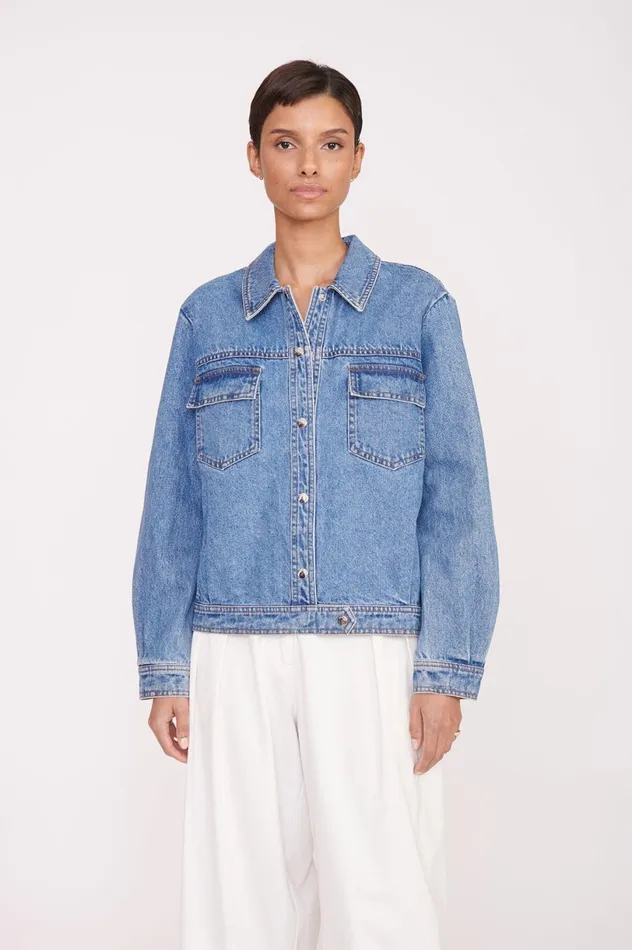 Women Denim STAUD STAUD CUSTOM CLASSIC OVERSIZED RYAN JACKET MEDIUM WASH Women Denim STAUD STAUD CUSTOM CLASSIC OVERSIZED RYAN JACKET MEDIUM WASH