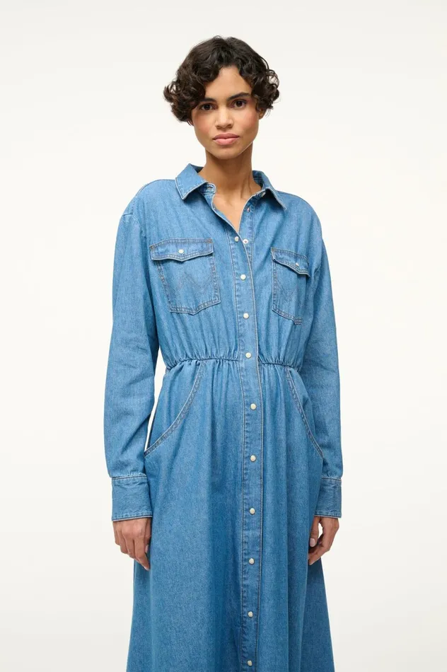 Women Denim STAUD STAUD WRANGLER THE MIDI SHIRT DRESS Women Denim STAUD STAUD WRANGLER THE MIDI SHIRT DRESS