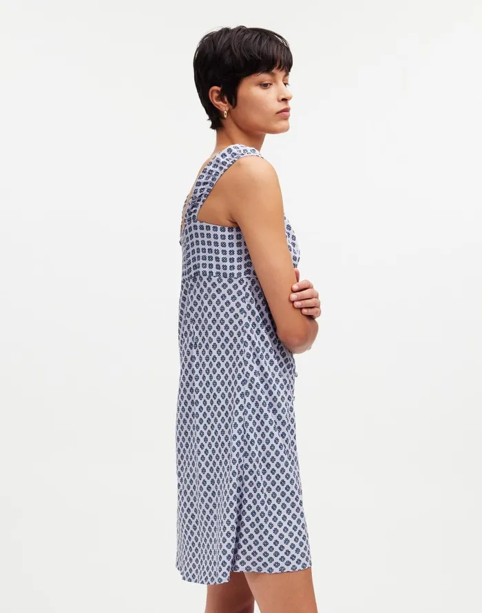 Women Dresses Madewell CapSleeve ButtonFront Mini Dress In Geometric Print