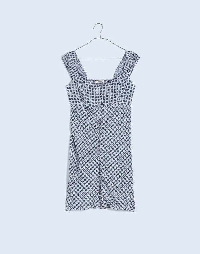 Women Dresses Madewell CapSleeve ButtonFront Mini Dress In Geometric Print