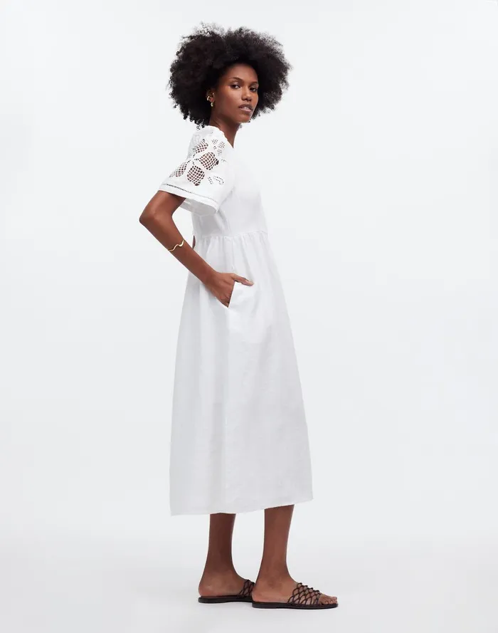 Women Dresses Madewell Cassie ButtonFront Midi Dress In Linen
