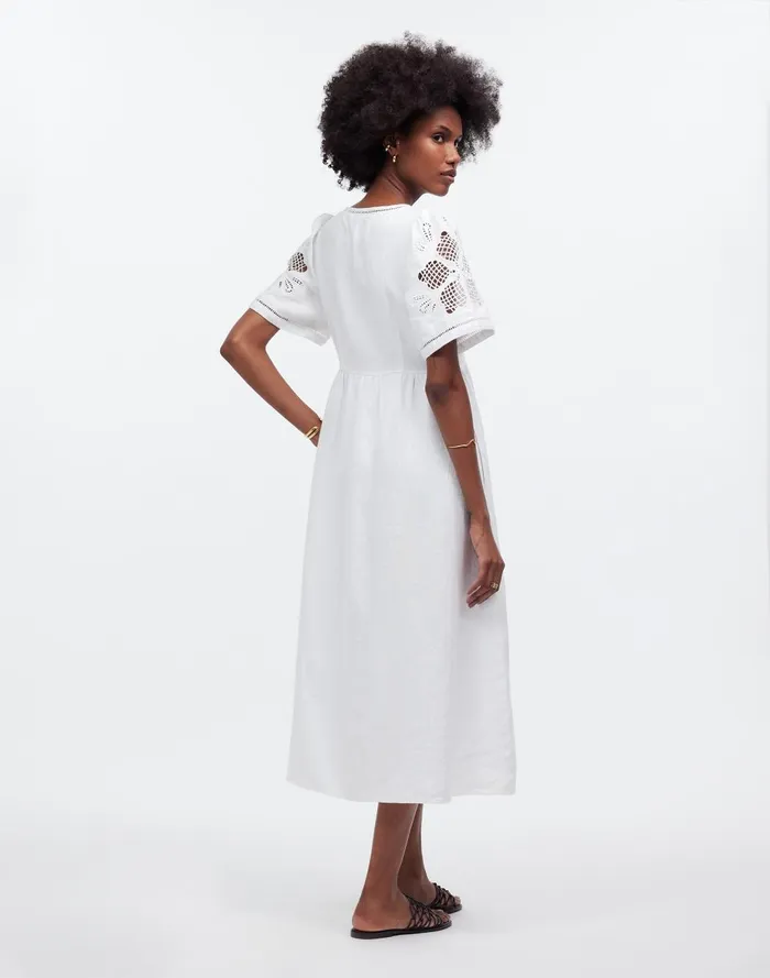 Women Dresses Madewell Cassie ButtonFront Midi Dress In Linen