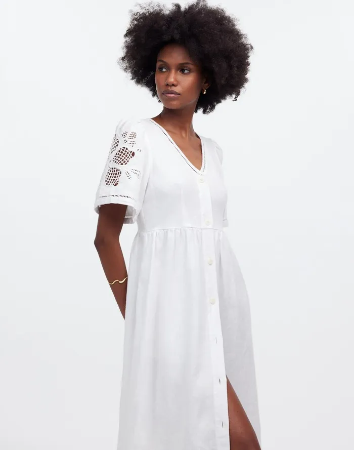 Women Dresses Madewell Cassie ButtonFront Midi Dress In Linen